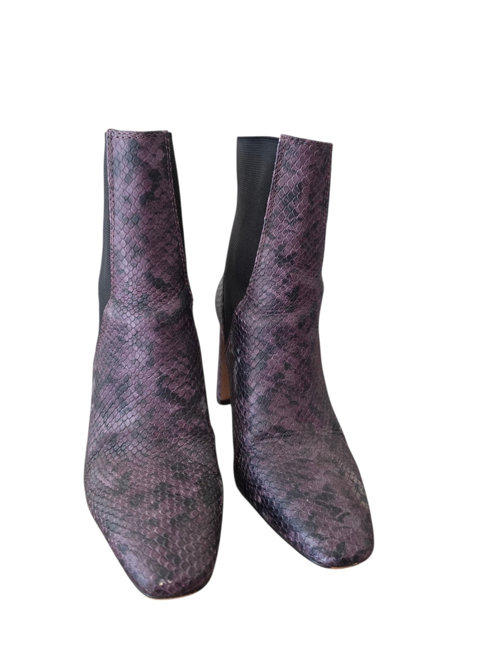 Women's Purple Snake-Print Ankle Boots